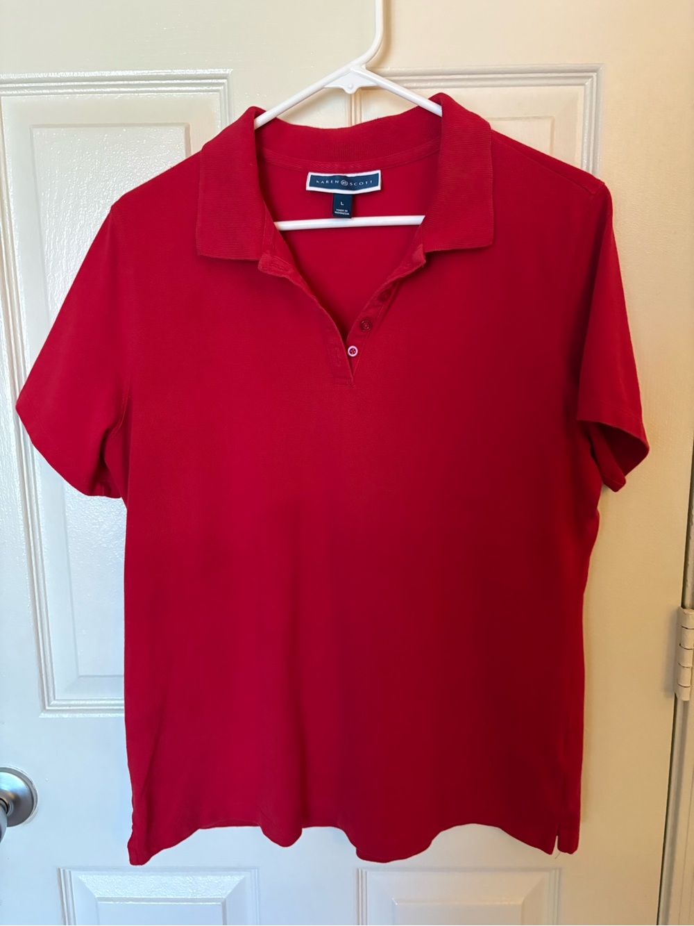 Karen Scott Red Short-Sleeve Polo Shirt